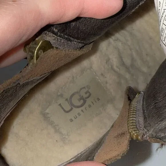 UGG MYRNA Brown Leather Wedge Ankle Boot Size 5.5 - Picture 8 of 9